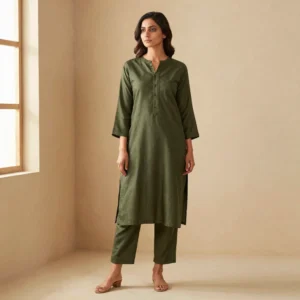 Olive Column Kurta